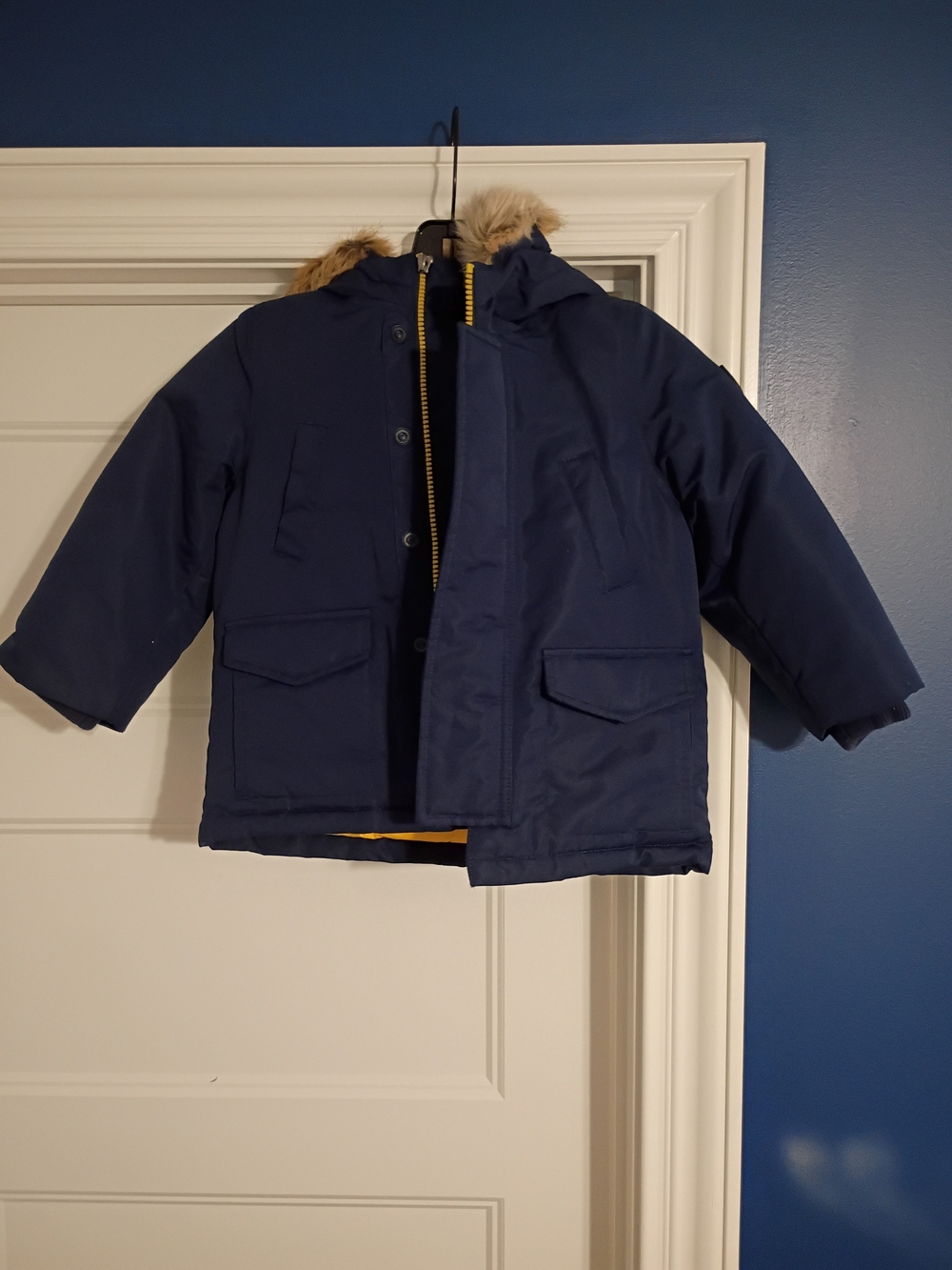 Polo Ralph Lauren Blue Puffer Parka w/ Faux Fur Trim Boys Size 3 New W/ Damage